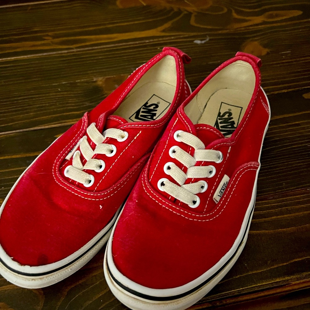 Girls Slide on red Vans size 2